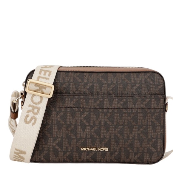MICHAEL KORS| Brown Luggage MAEVE Monogram Medium Leather Cross Body Bag - Picture 1 of 5